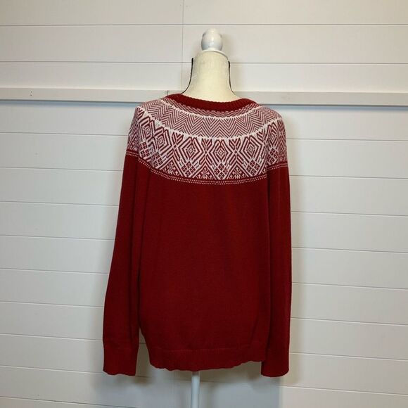 Croft & Barrow Red & White Patterned Crewneck Sweater Size XXLarge - Picture 3 of 11